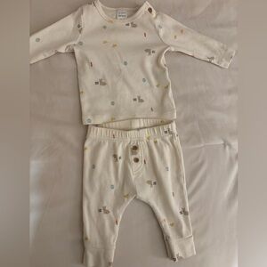 Carter's Cream and Blue Pajama Set Cozy Sleepwear